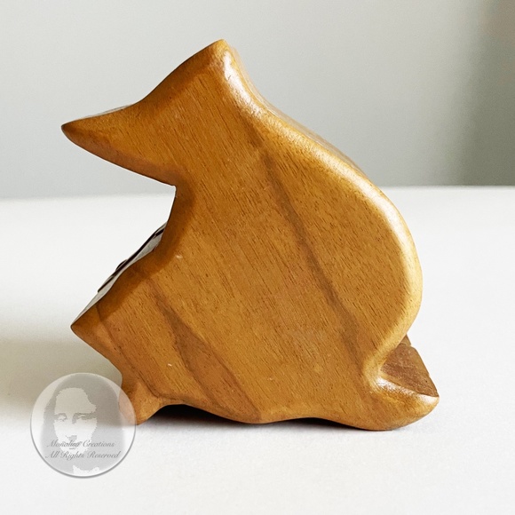 Wooden Fish Trinket Case Puzzle Box Stash Home Decor Vintage Artisan - Picture 3 of 5